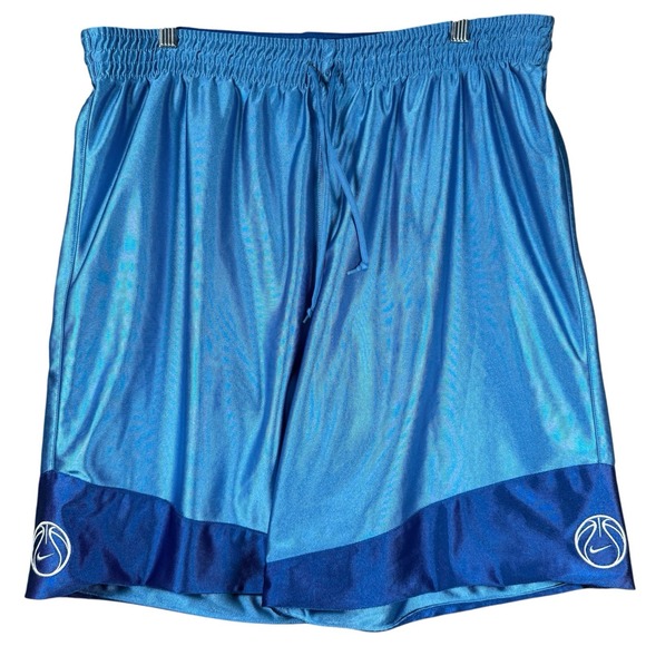 Vintage Nike Reversible Dazzle Shorts Mens Large Blue 9" Silver Tag Basketball - Picture 1 of 8